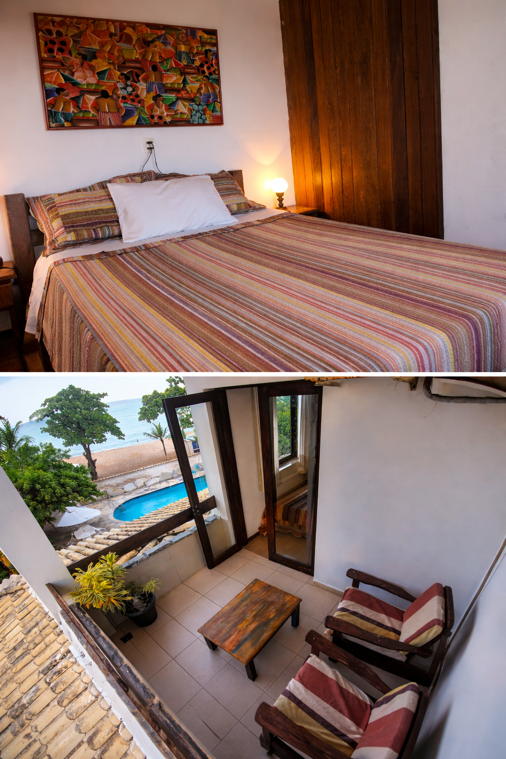 quarto para 4 pessoas em pousada em Itapuã Salvador com vista para o mar